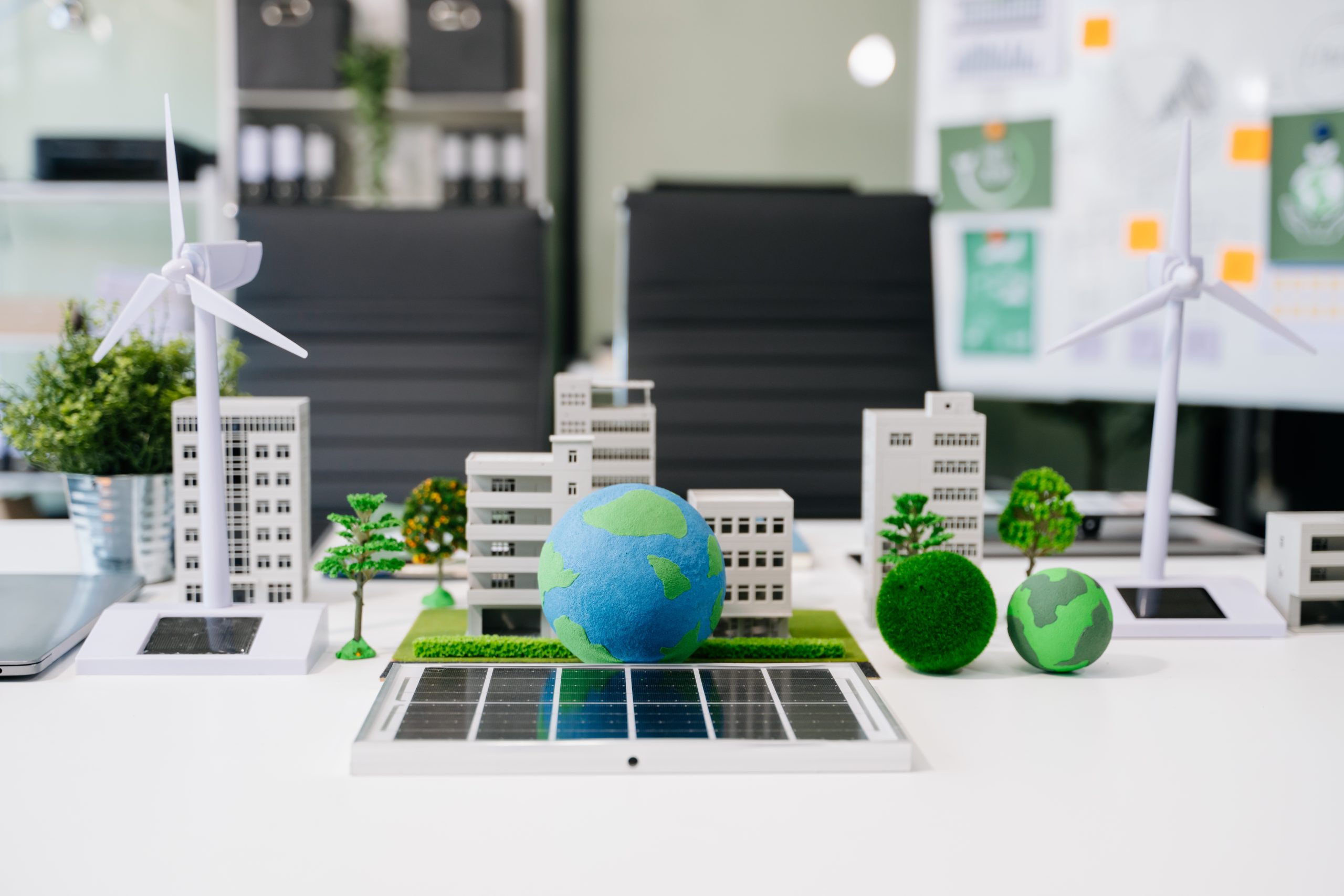 Business planning for working technology and business Net zero and carbon neutral concept.NET ZERO icons and symbols save the eco world and reduce pollution. green energy