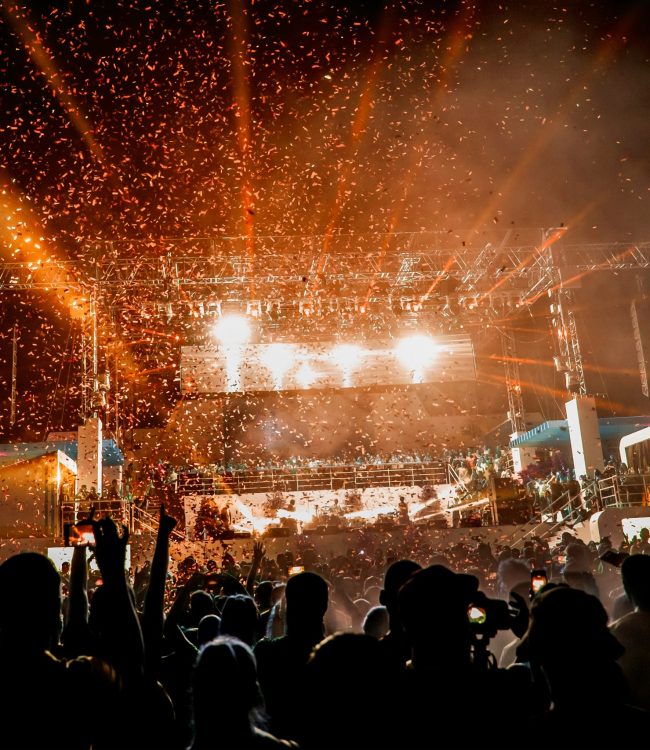 Music stage with lasers and lighting