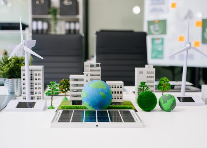 Business planning for working technology and business Net zero and carbon neutral concept.NET ZERO icons and symbols save the eco world and reduce pollution. green energy